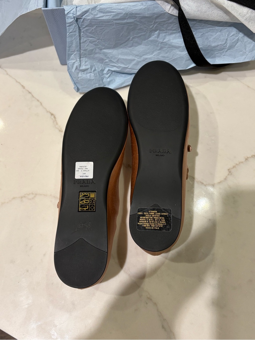 Prada Double-Strap Mary Jane Flats in Rose Gold Metallic - Picture 4 of 10